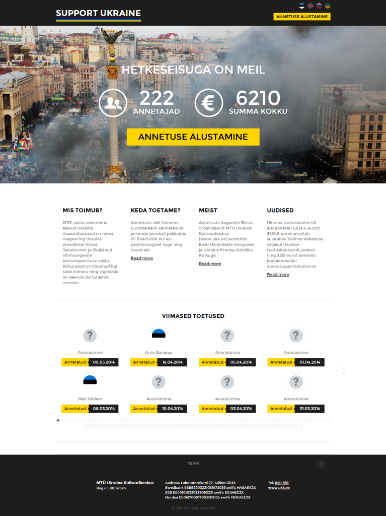 Veebisait on Ukraina heaks kogunud üle 6000 euro